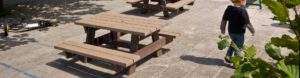 bench table playground equipment outdoor recycled plastic